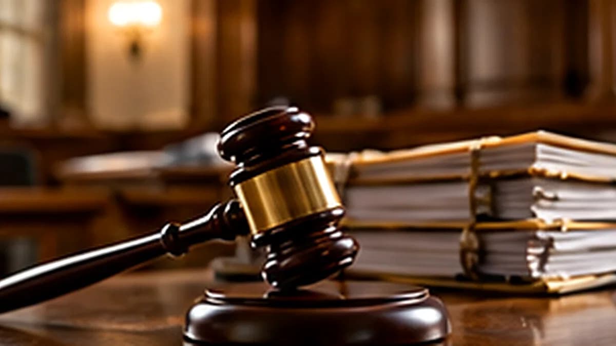 Un martelletto da giudice accanto a una pila di documenti
