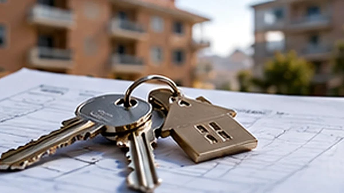 Chiavi e una piccola casa su una planimetria
