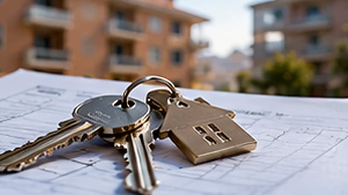 Chiavi e una piccola casa su una planimetria