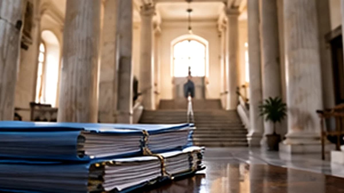 Fascicoli nell’atrio di un palazzo pubblico