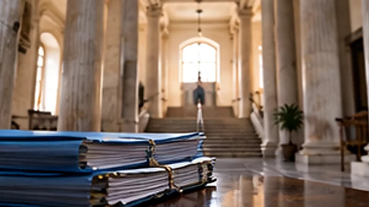 Fascicoli nell’atrio di un palazzo pubblico