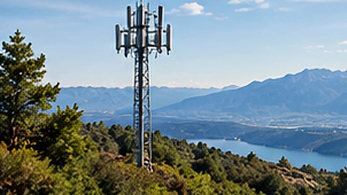 Un ripetitore fra le montagne, sopra un lago