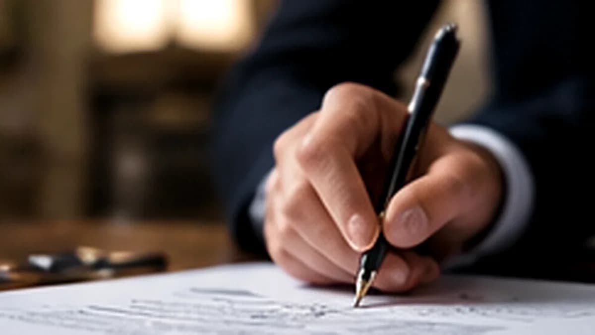 Una mano che firma un documento