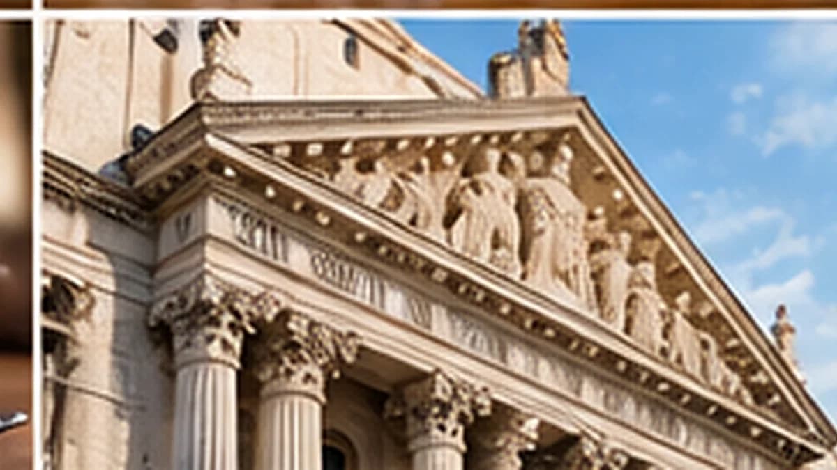 La facciata di un palazzo di giustizia