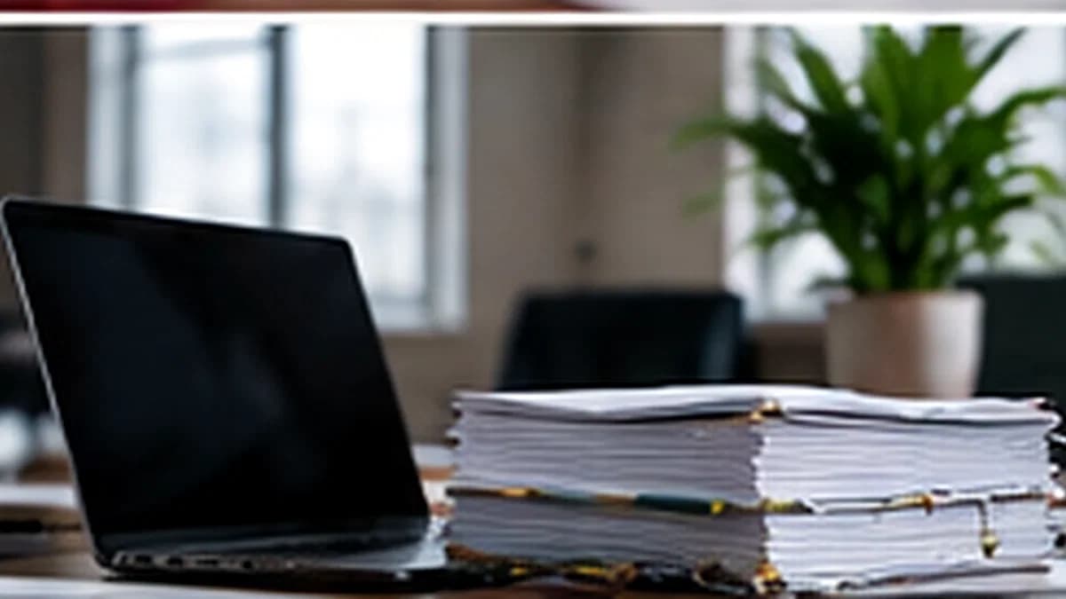 Un portatile e dei documenti in un ufficio