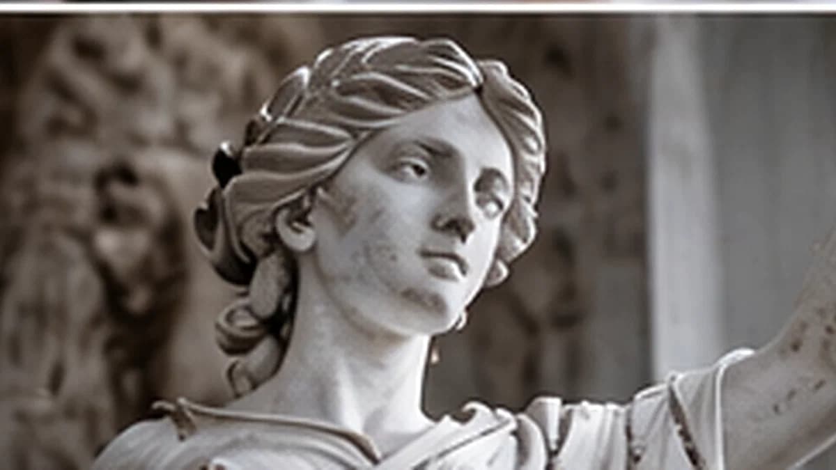 Il volto di una statua della Giustizia