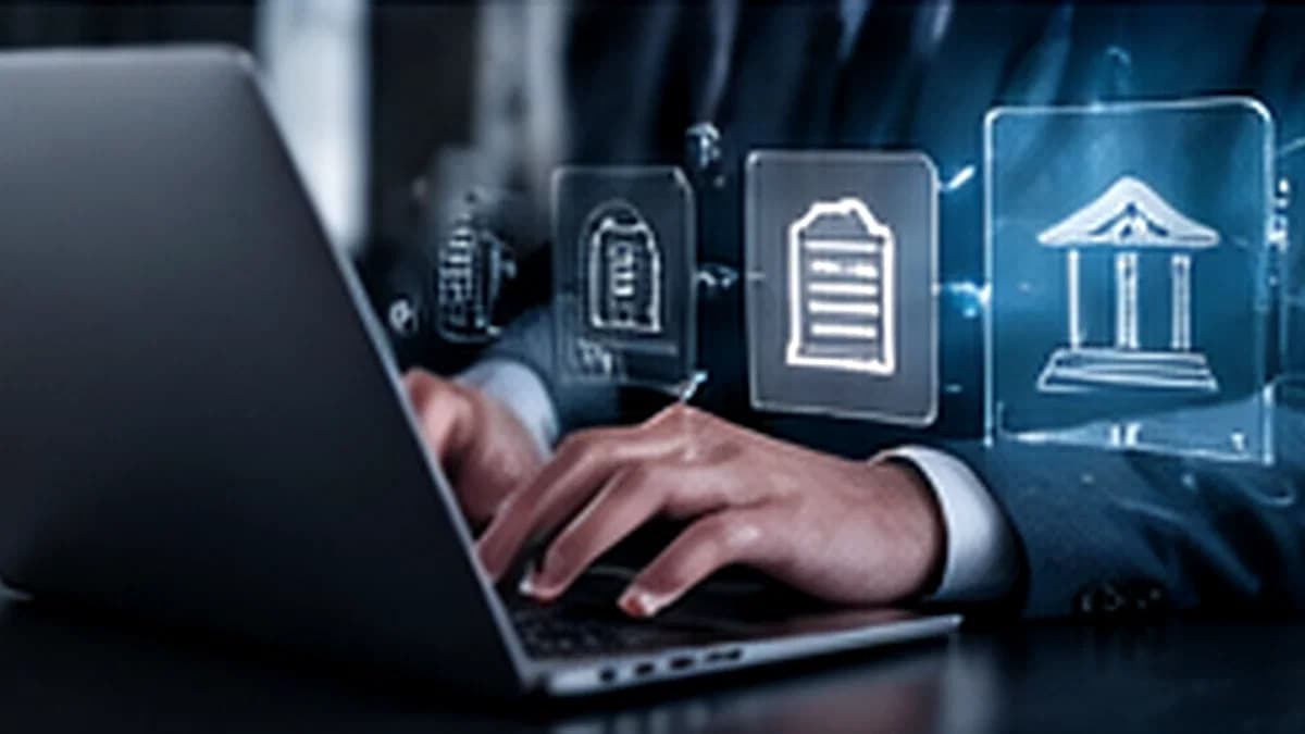 Un portatile con le icone di servizi digitali