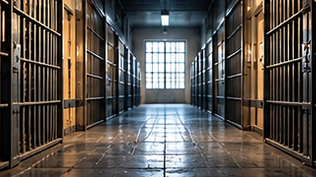 Le sbarre di un carcere lungo un corridoio